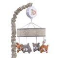 Painted Forest Gray/Beige Fox and Bear Baby Crib Musical Mobile L470180