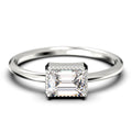 Emerald Cut Diamond Moissanite Engagement Ring In 10K Solid White Gold C2958