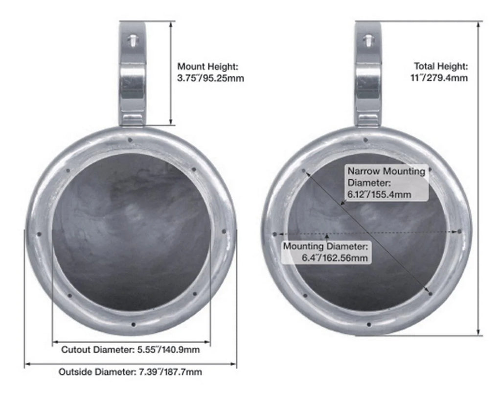 Black 6.5" Marine Boat Wakeboard Tower Speakers U852779