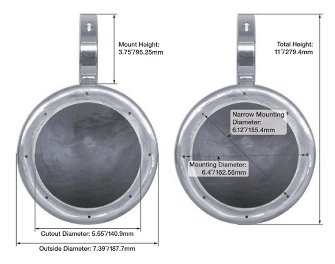 Black 6.5" Marine Boat Wakeboard Tower Speakers U852779