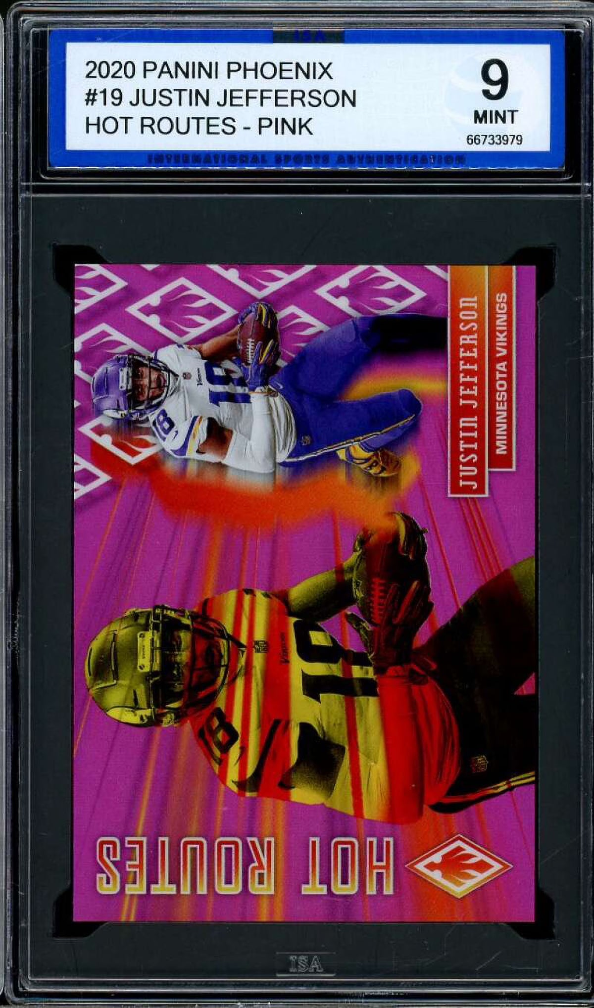 Justin Jefferson Rookie Card 2020 Panini Phoenix Pink #19 ISA 9 MINT E548