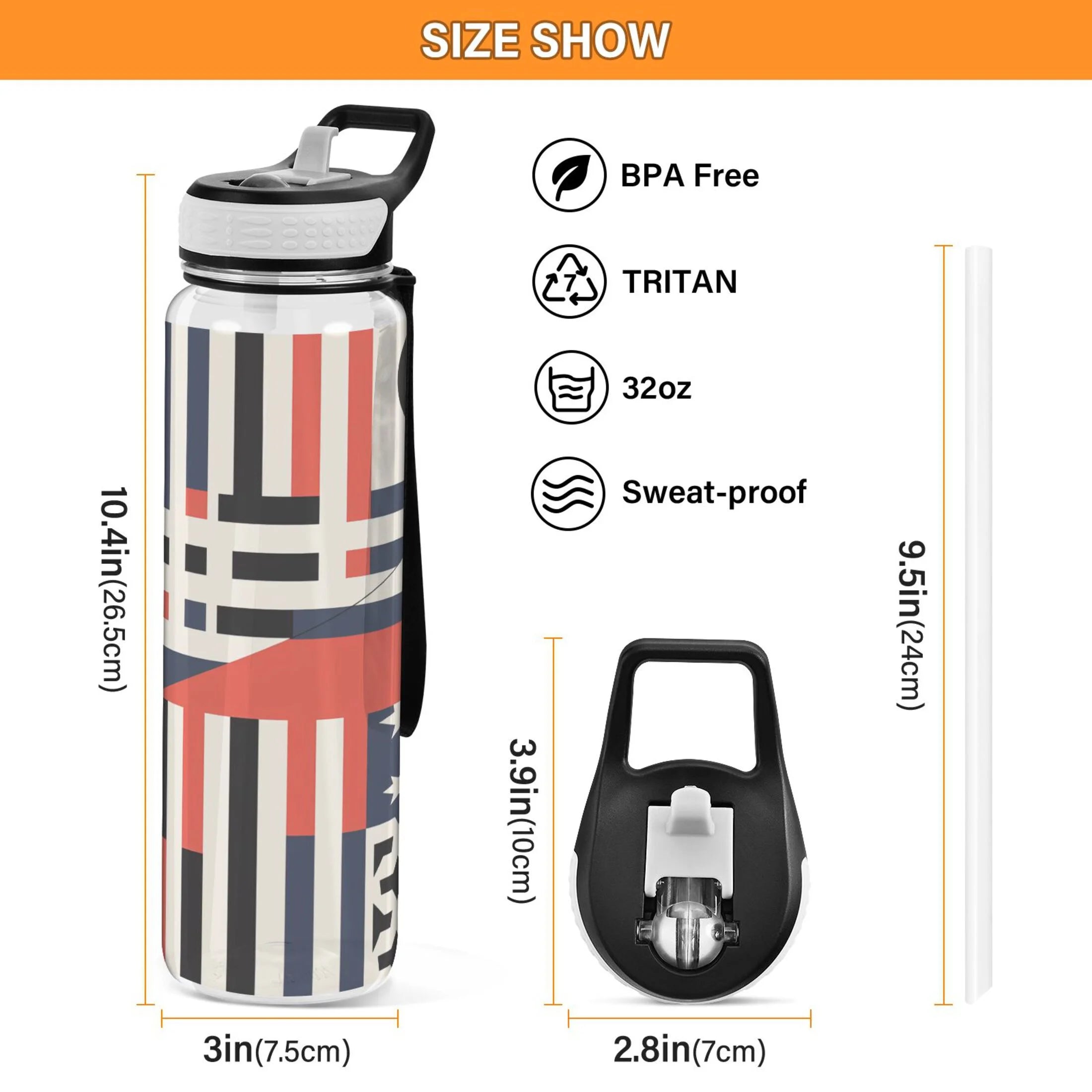 32oz Tritan Clear Water Bottle with Straw I2406