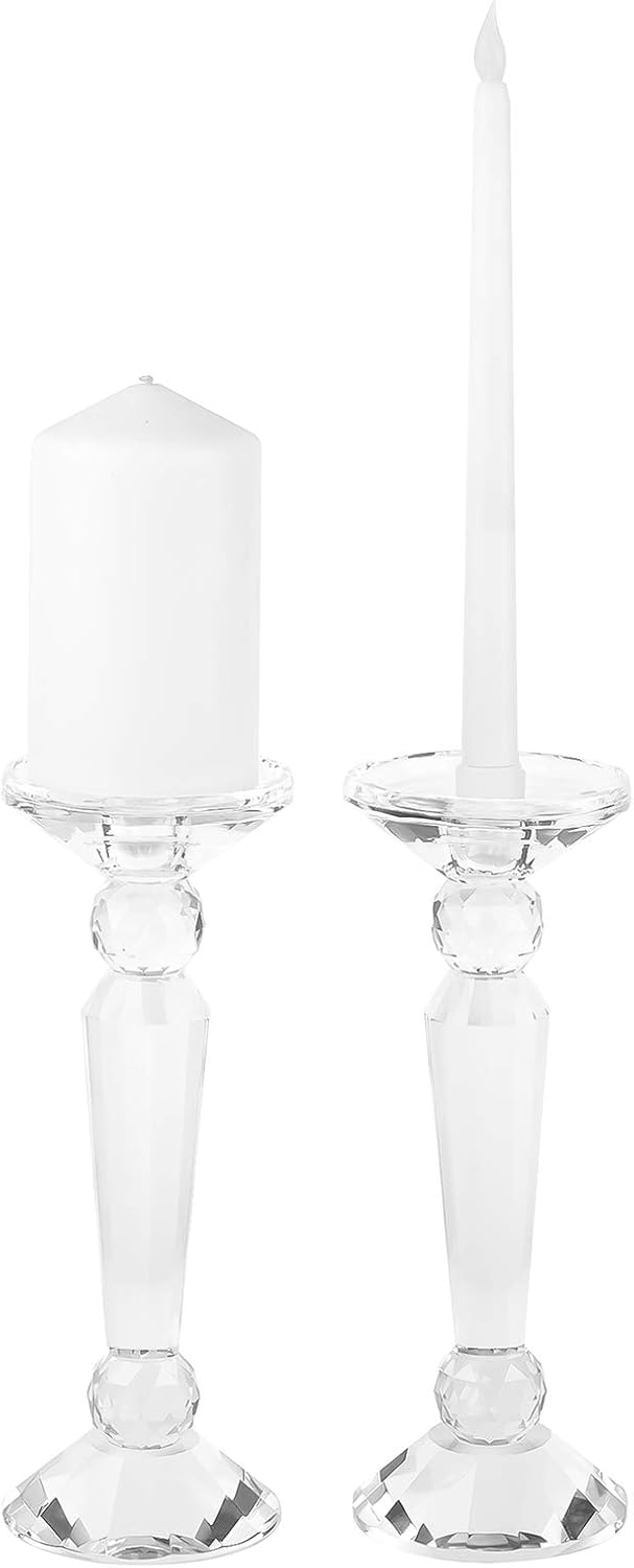2-Pack Clear Crystal Candle Stick Holders (10.6inches Tall) L713040