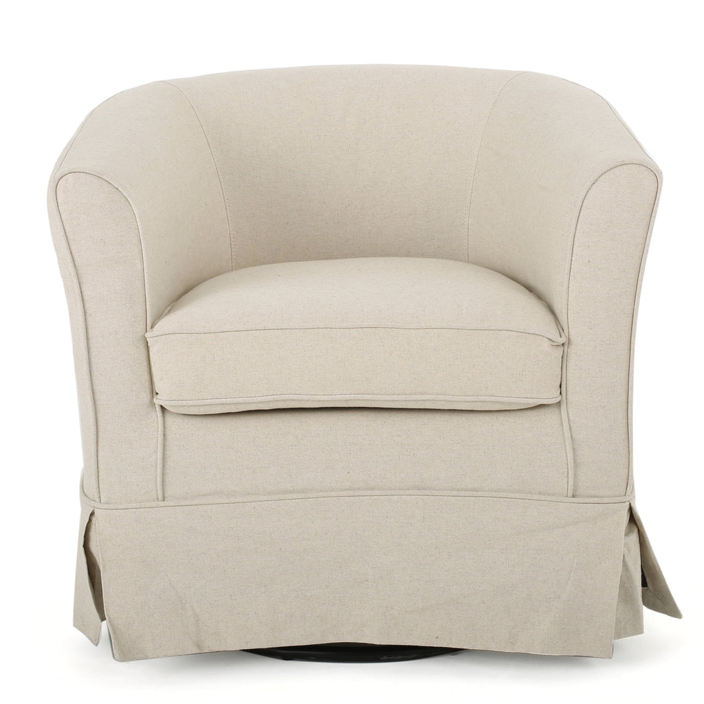 Beige Fabric Swivel Chair with Cover P57265