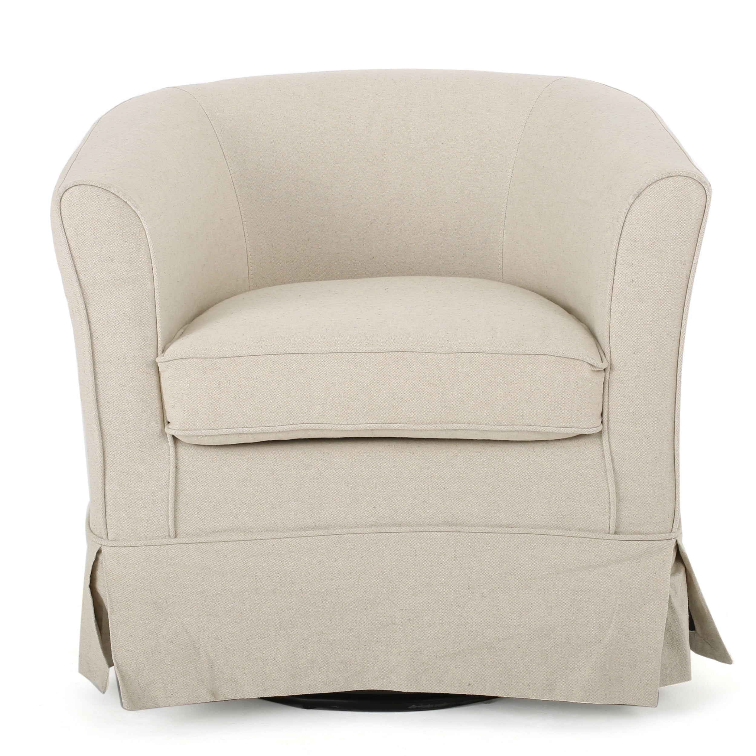 Beige Fabric Swivel Chair with Cover P57265