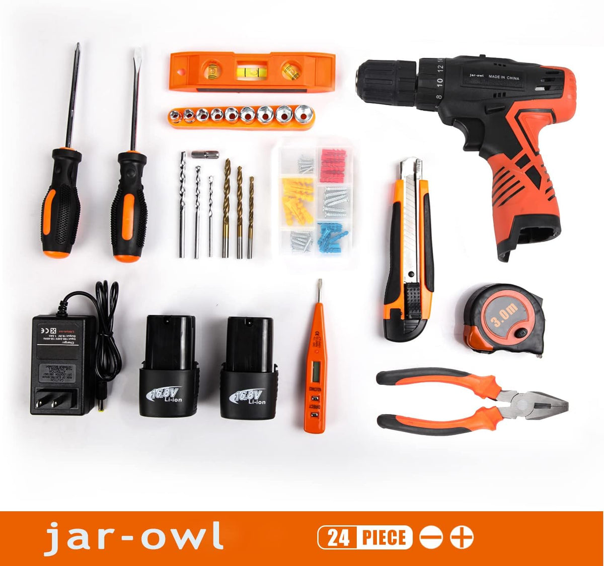 16.8V Cordless Drill Combo Kit with 48 Accessories Tool Set U6919