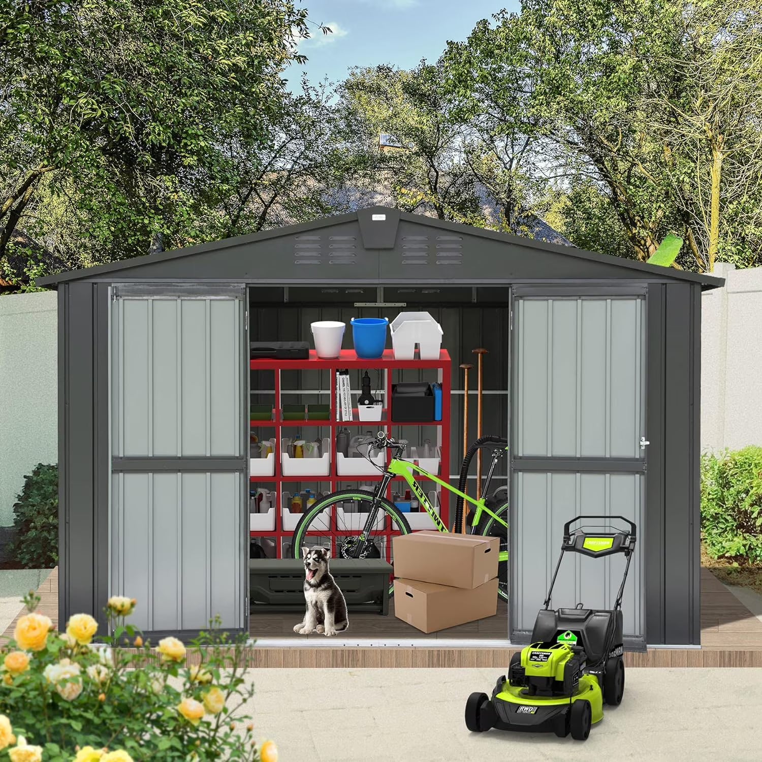 Metal Garden Shed with Lockable Door H10895