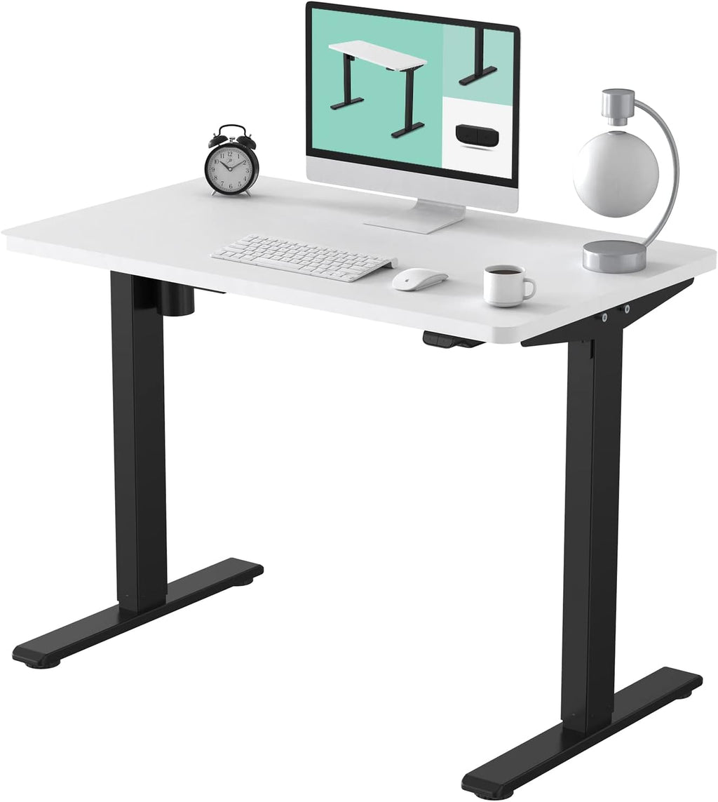 55 x 28 Inches Electric Stand Up Desk with White Top Q85519