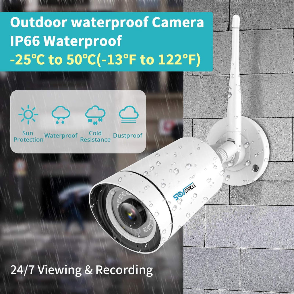 2K WiFi Security Camera System, 8 Channel NVR, Outdoor IP66 Waterproof, Night Vision P6228