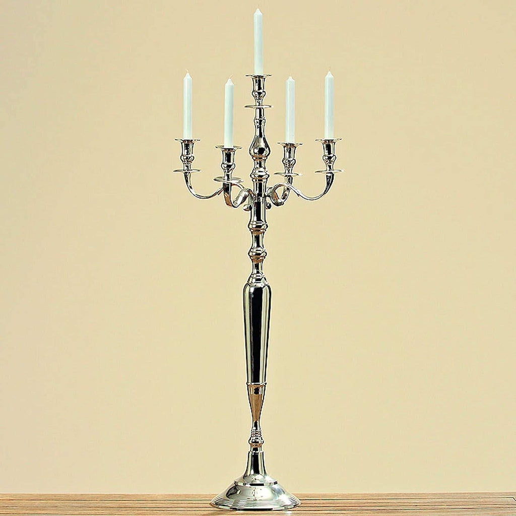 Tall Five Candle Silver Candelabra S397