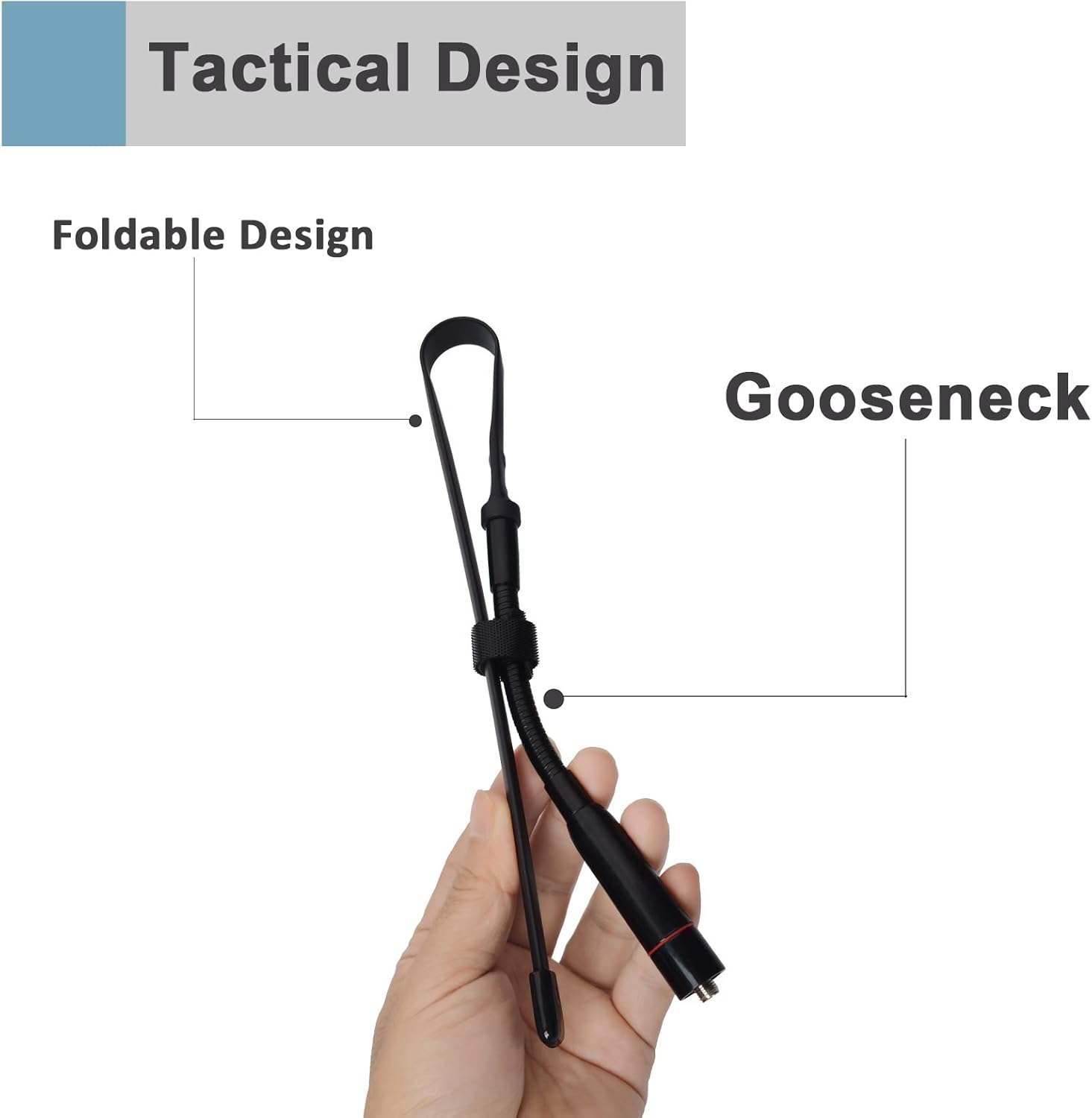 Tactical Foldable Whip Antenna, SMA-Female, VHF UHF 144/430Mhz, Gooseneck Antenna T914378