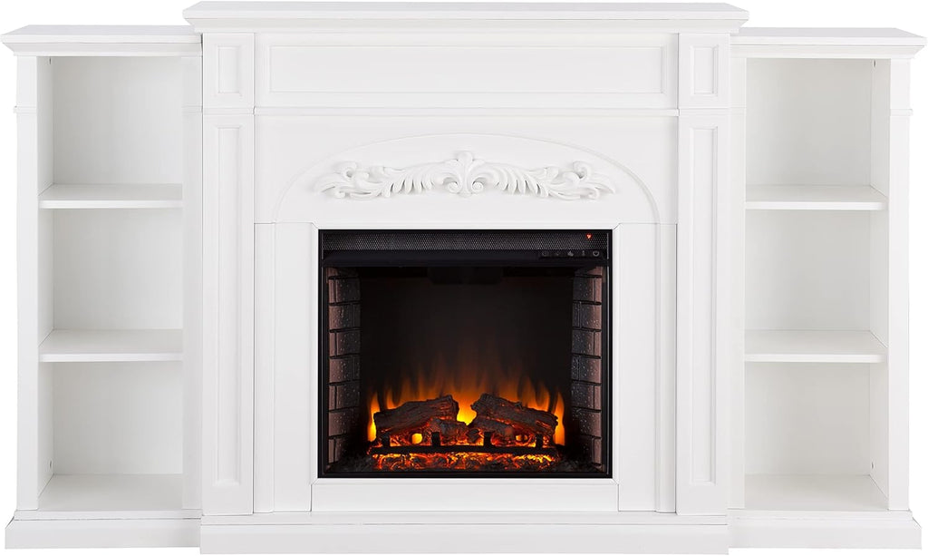 Espresso Electric Bookcases Fireplace D332367