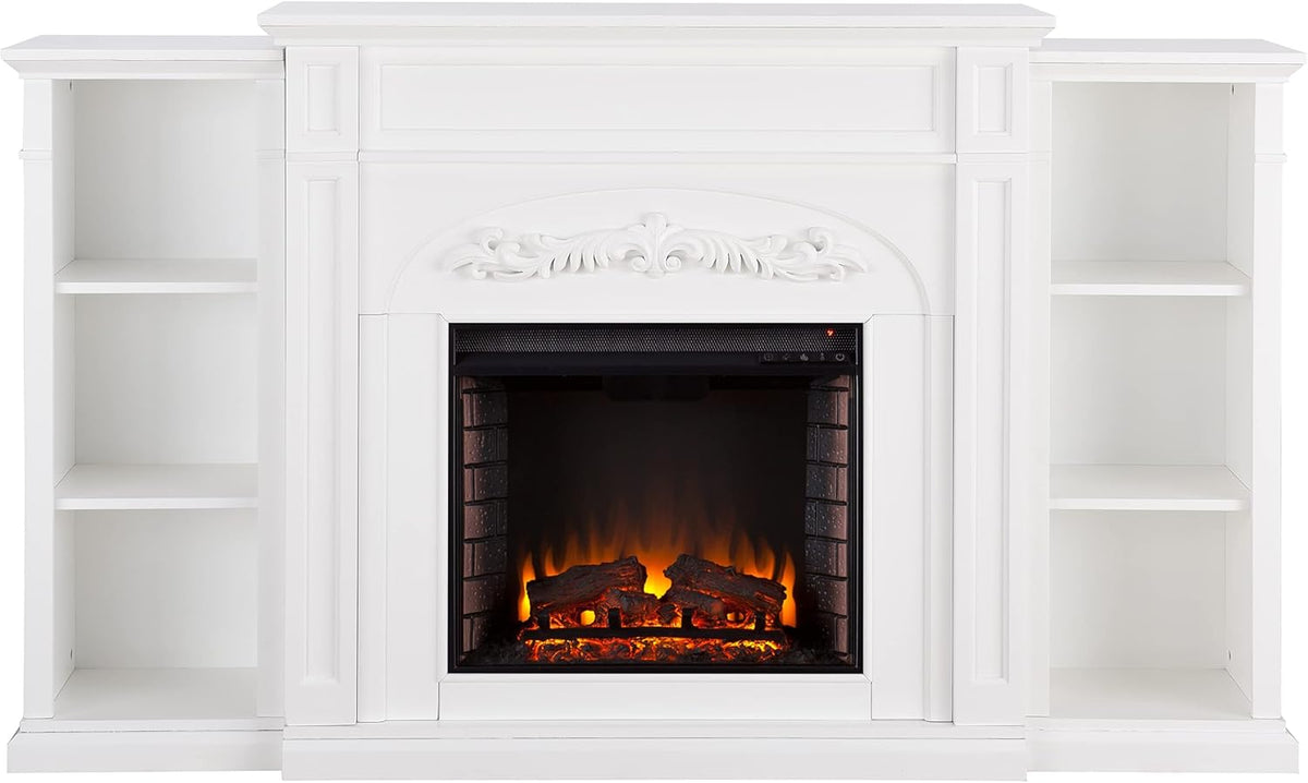 Espresso Electric Bookcases Fireplace D332367