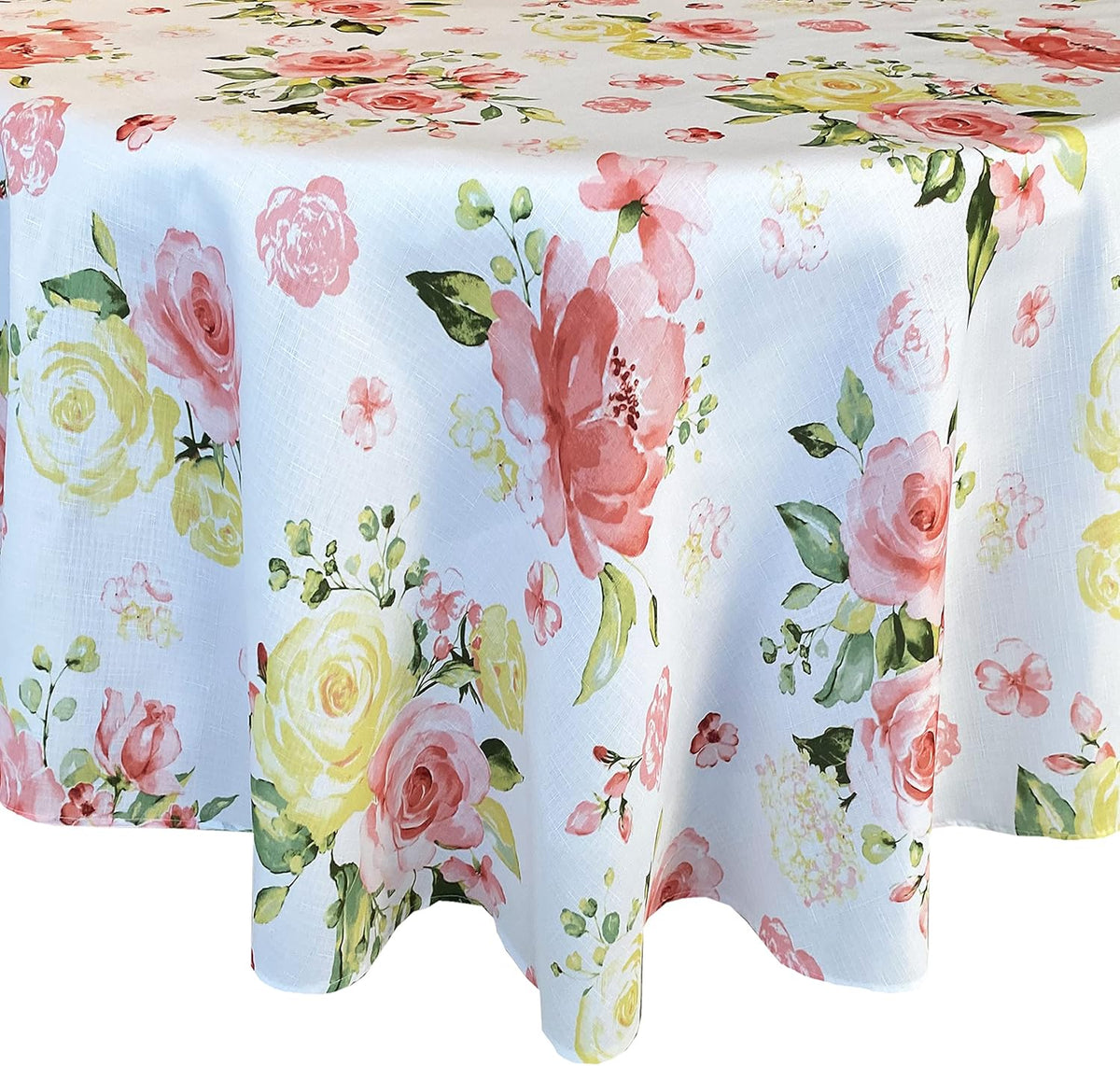 Rose Print Fabric Tablecloth, 70” Round M83350