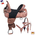 18 in Treeless Western Leather Barrel Racing Horse Saddle X80078