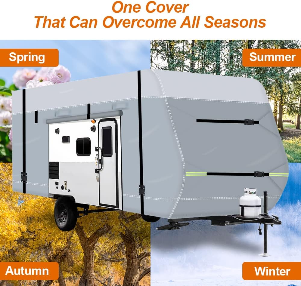 600D Waterproof Oxford Travel Trailer Camper Cover with Tire Cover, Tongue Jack Cover N924633