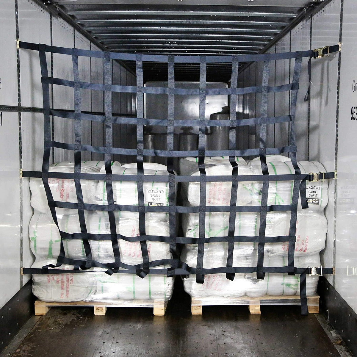 Heavy Duty Cargo Net with Ratchets and E-Track Fittings, 82 Inches by 82 Inches, 8 Inch by 8 Inch Holes N7818