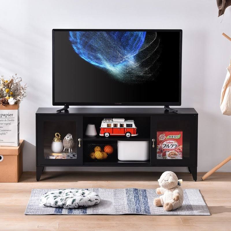 Black TV Stand with 3 Open Shelf and 2 Doors Q2200