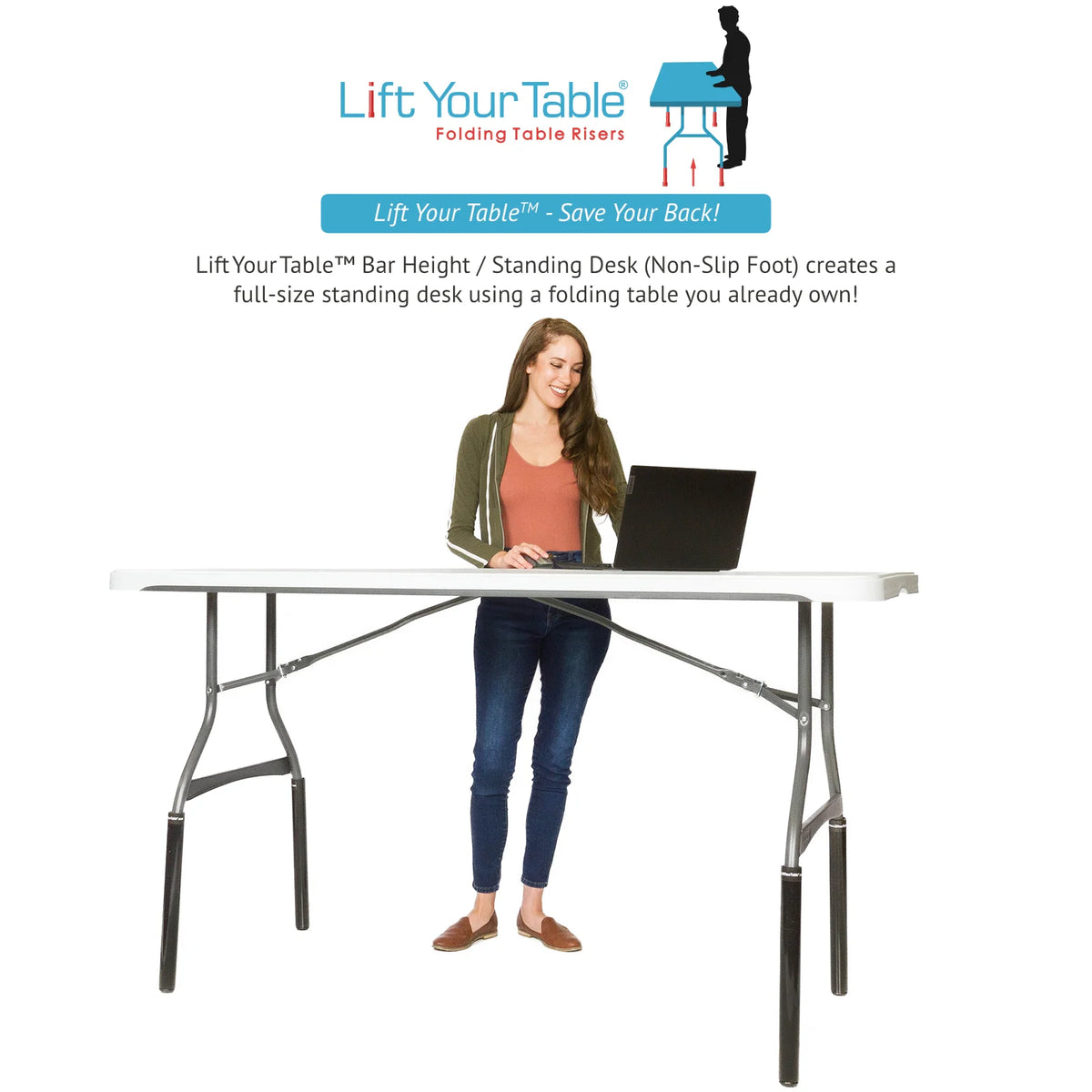 Black Folding Table Risers, Set of 4 C1707