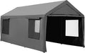 10 x 20 ft Heavy Duty Carport with Ventilated Windows, Removable Sidewalls & Doors V4959