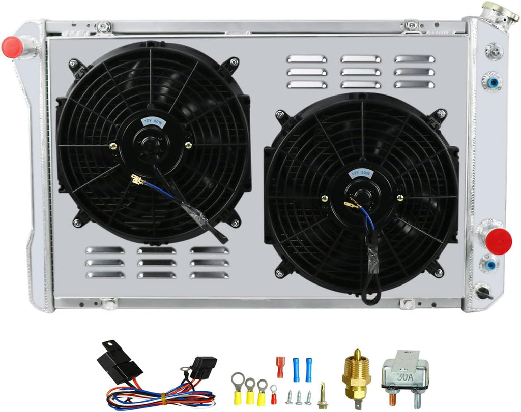 All Aluminum 4 Core Radiator with Shroud, Fan and Relay X345