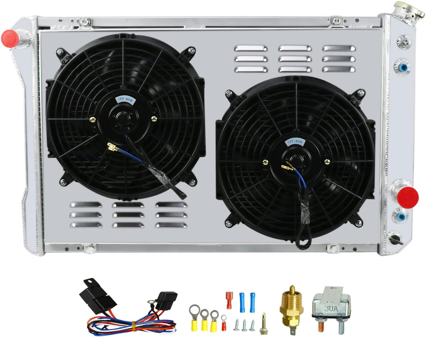 All Aluminum 4 Core Radiator with Shroud, Fan and Relay X345