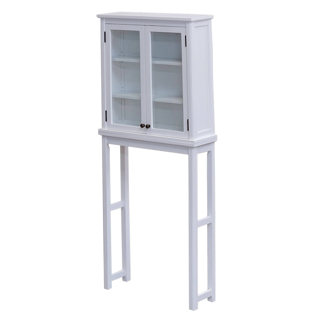 White Over The Toilet Storage Cabinet with Glass Doors L675