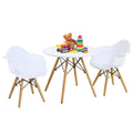 3 Piece Kids Round Table Chair Set with 2 Arm Chairs White P728