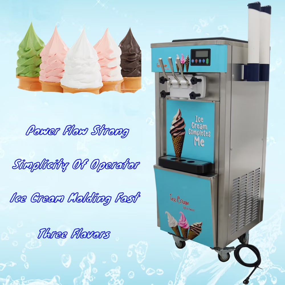 Soft Ice Cream Machine Commercial 3 Flavors 20-30L/H 1400W G9928