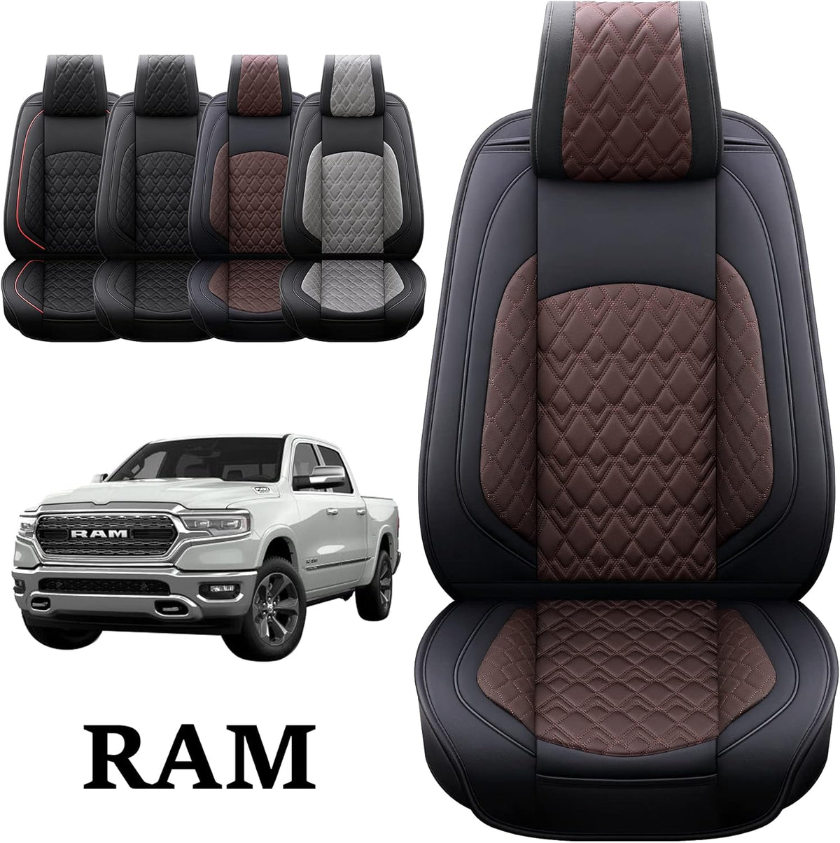 2 Pcs Front Waterproof Synthetic Leather Car Seat Covers N322