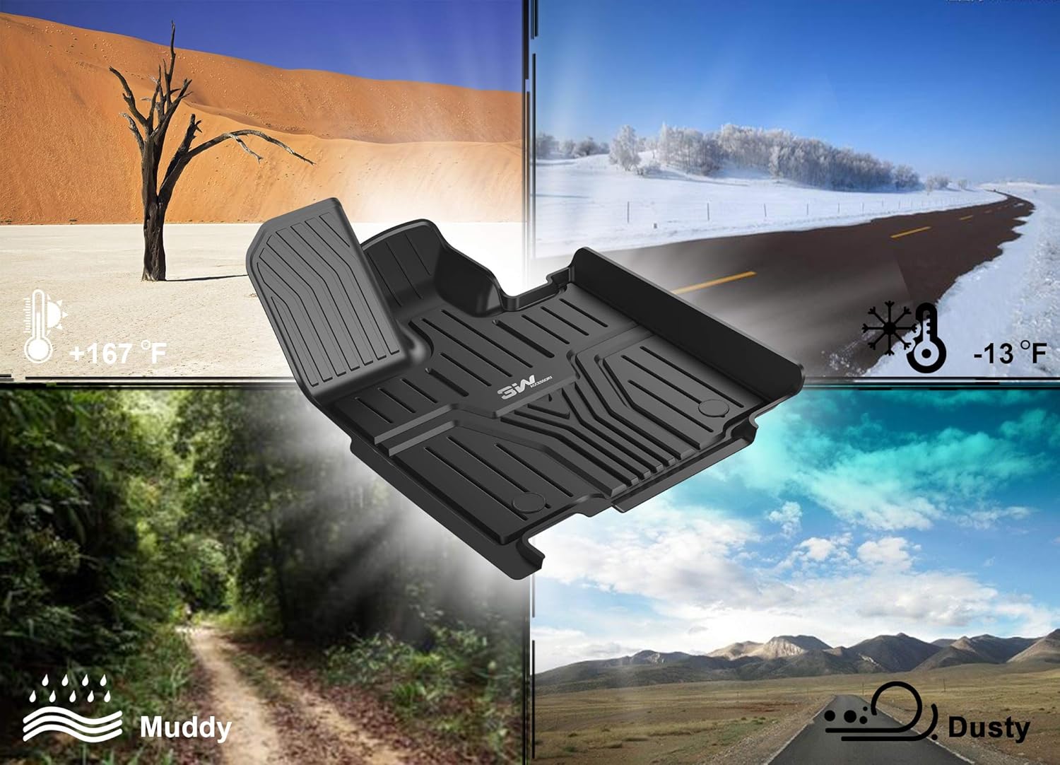 Black All Weather Heavy Duty TPE Car Floor Mats for Honda Accord 2018-2021 Front & Rear 2 Rows H880