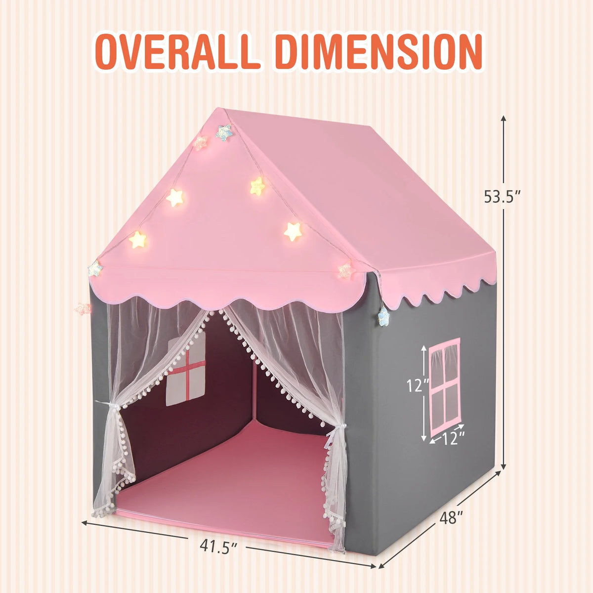 Pink Castle Fairy Tent with Star Lights Mat X6329