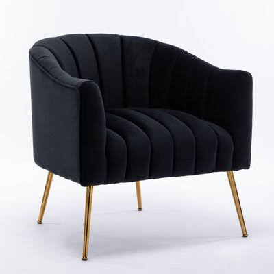 Black Velvet Tufted Barrel Chair V6863