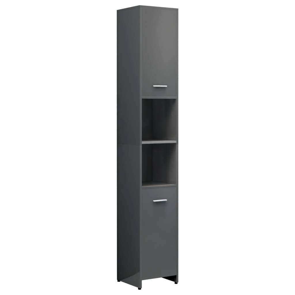 Bathroom Cabinet High Gloss Gray Chipboard Q373