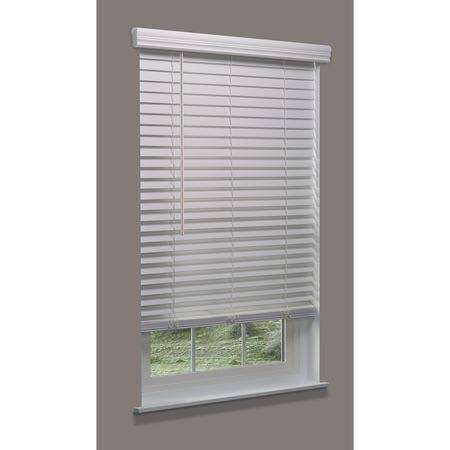Cordless Faux Wood Blind, white, 66-3/4x22w x 5 H548
