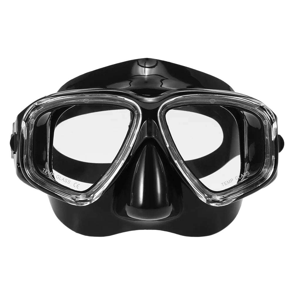 Freediving Snorkel Set with Tempered Glass Lens Goggles T33539