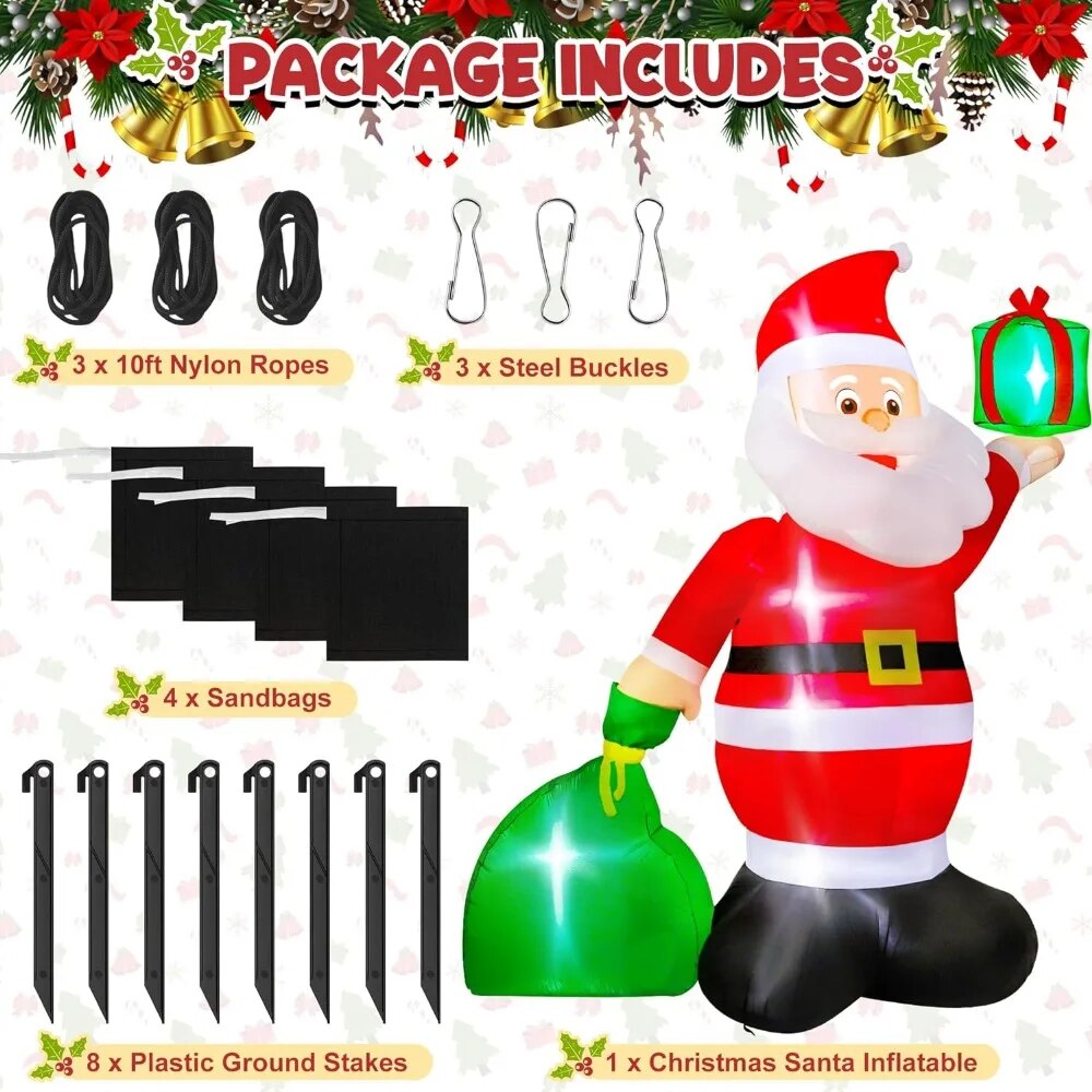 14FT Giant Inflatable Santa with Gift Bag, 6pcs LED U765