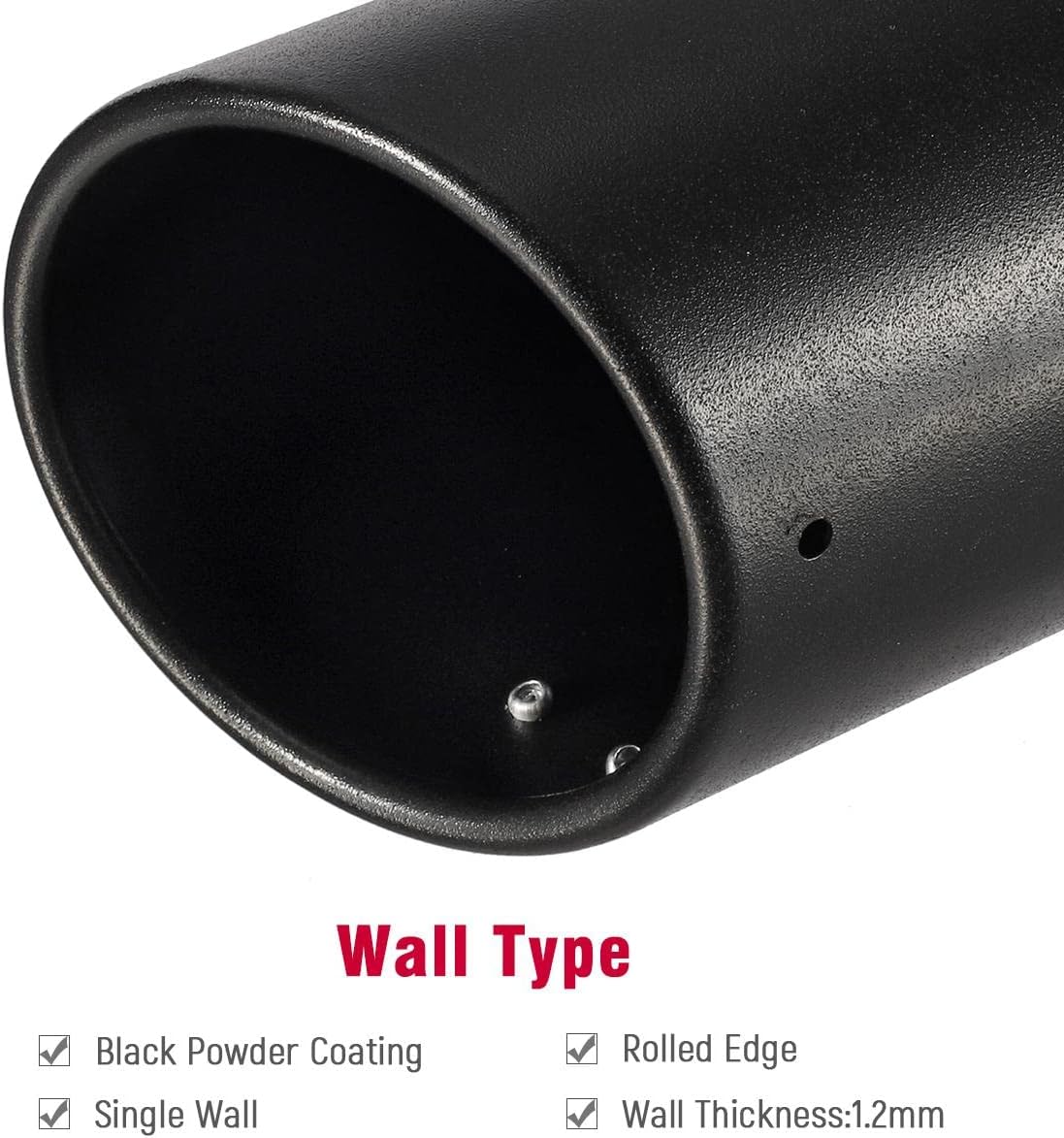 2.5 inch Inlet 4 inch Outlet Exhaust Tip 9" Long Black Weld On Stainless Steel Pack of 2 A450