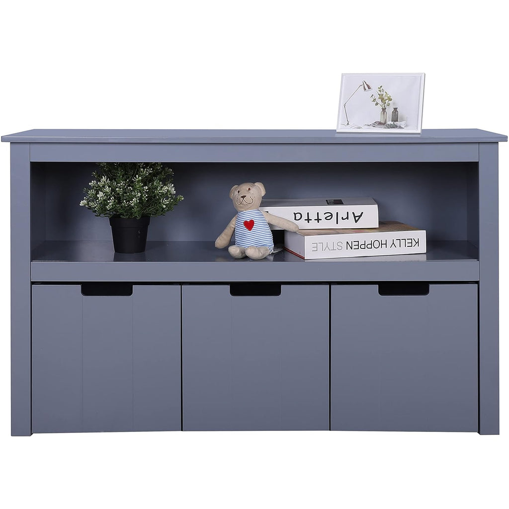 White Toy Box Organizer Storage Cabinet with Movable Drawers and Open Storage Cube Shelf T758831