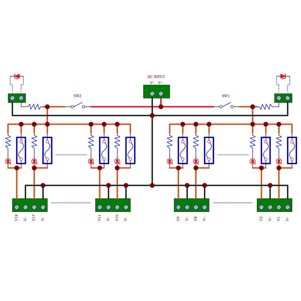 18 Channels 12V 24V 20A Power Distribution Fuse Module E542904
