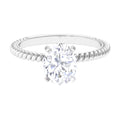 Oval Zircon Solitaire Engagement Ring, 925 Sterling Silver, 8X10 mm R599080