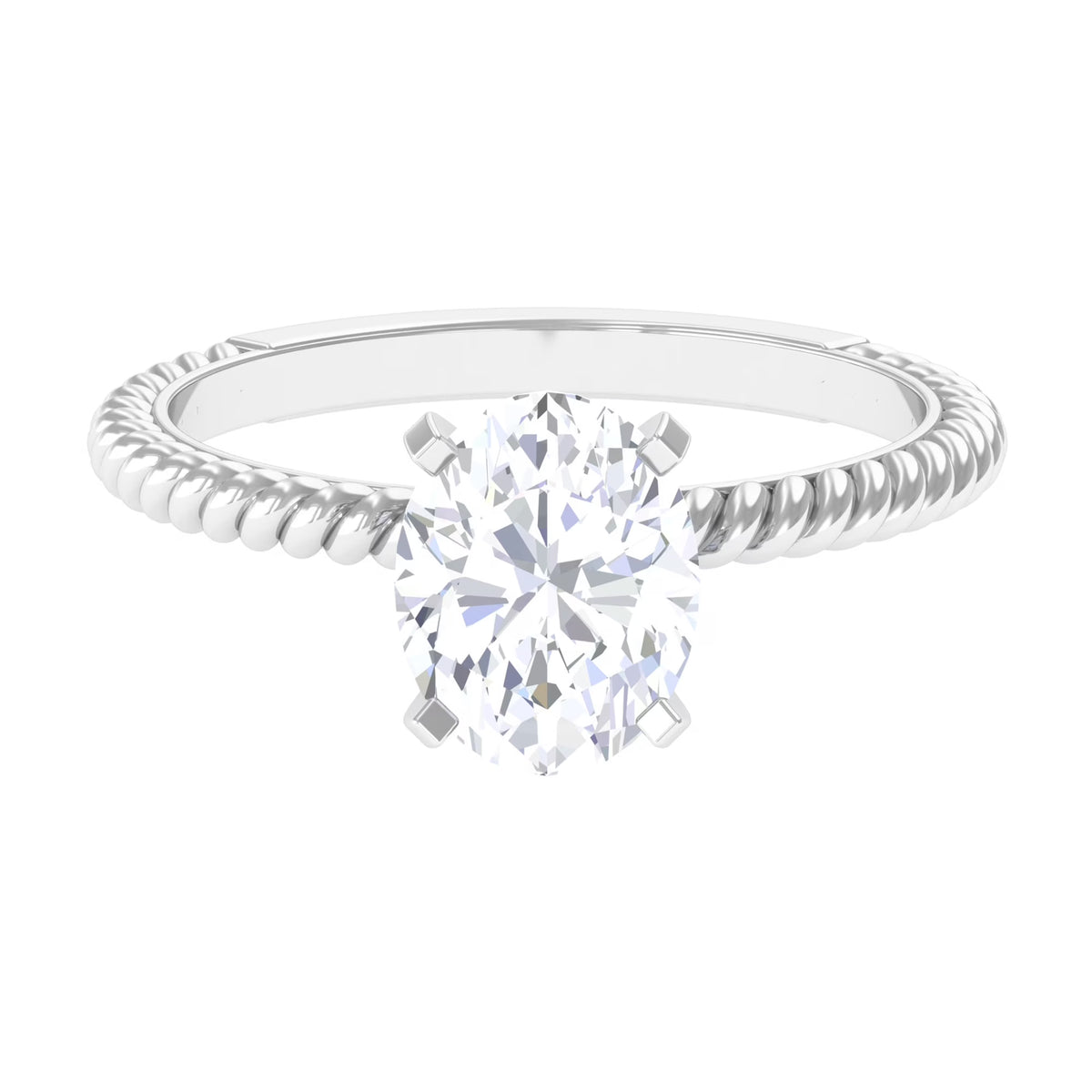 Oval Zircon Solitaire Engagement Ring, 925 Sterling Silver, 8X10 mm R599080