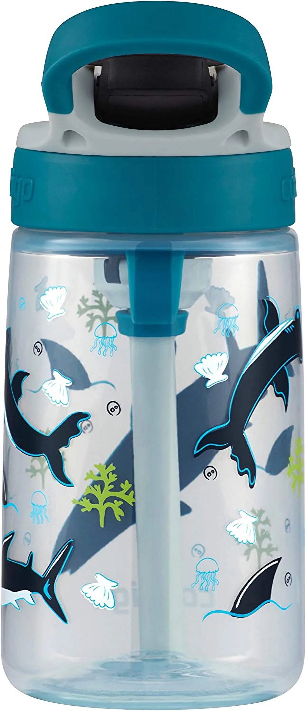 14oz White Kids Water Bottle with Silicone Straw T381