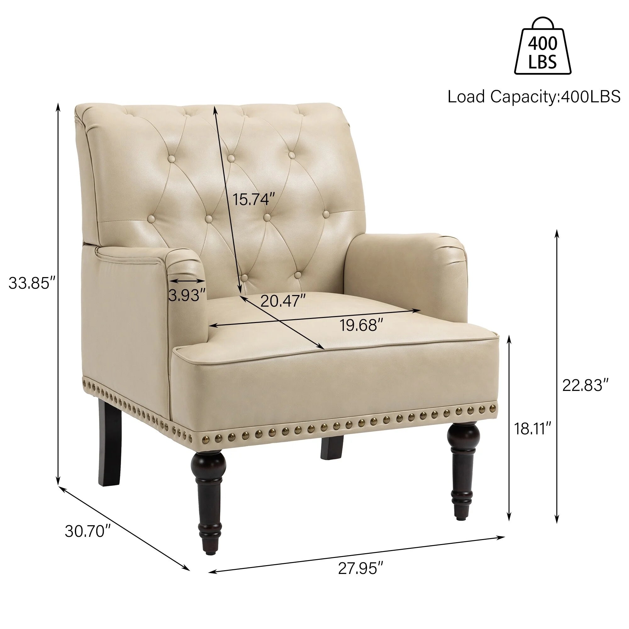 Beige PU Leather Accent Armchair H380
