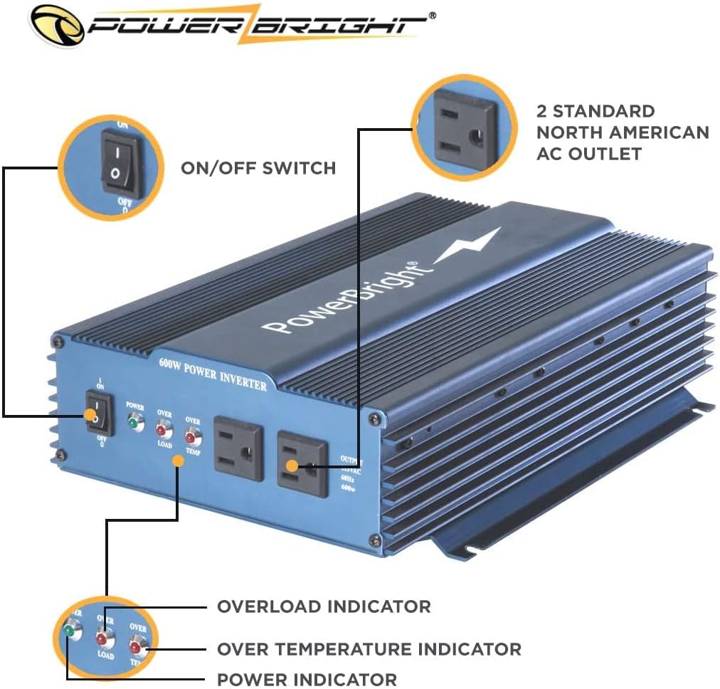 24 Volt 600 Watt Pure Sine Power Inverter J205