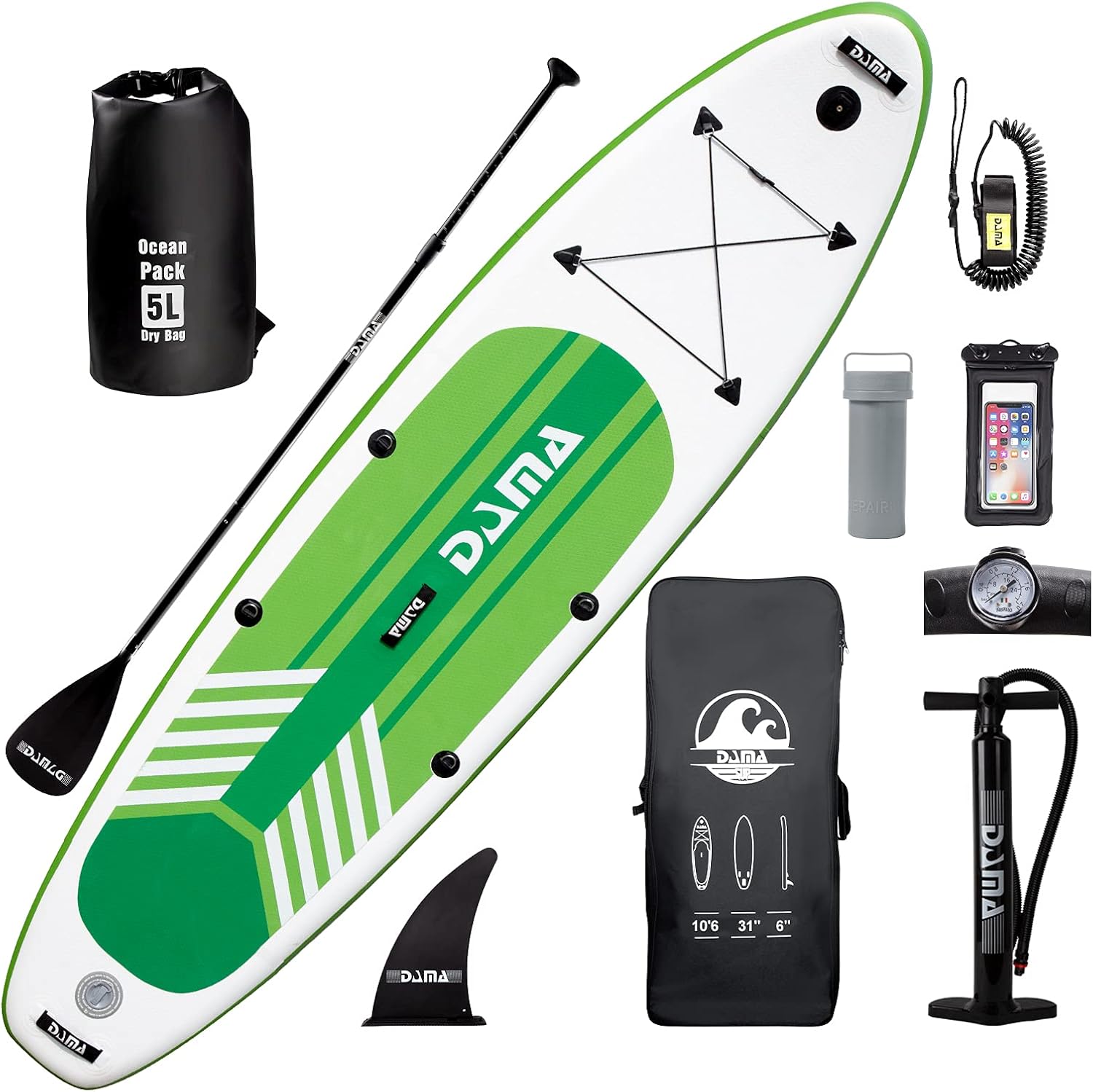 Inflatable Stand Up Paddle Board with Adjustable Paddle, Pump, Travel Backpack W3706