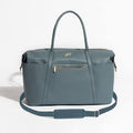 Dusty Blue Faux Leather Diaper Weekender Bag J448