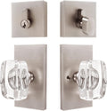 Glass Door Knobs with Lock, Satin Brass, Pack of 2 J1634