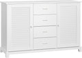 White Storage Cabinet with Drawers and Louvered Doors G308116