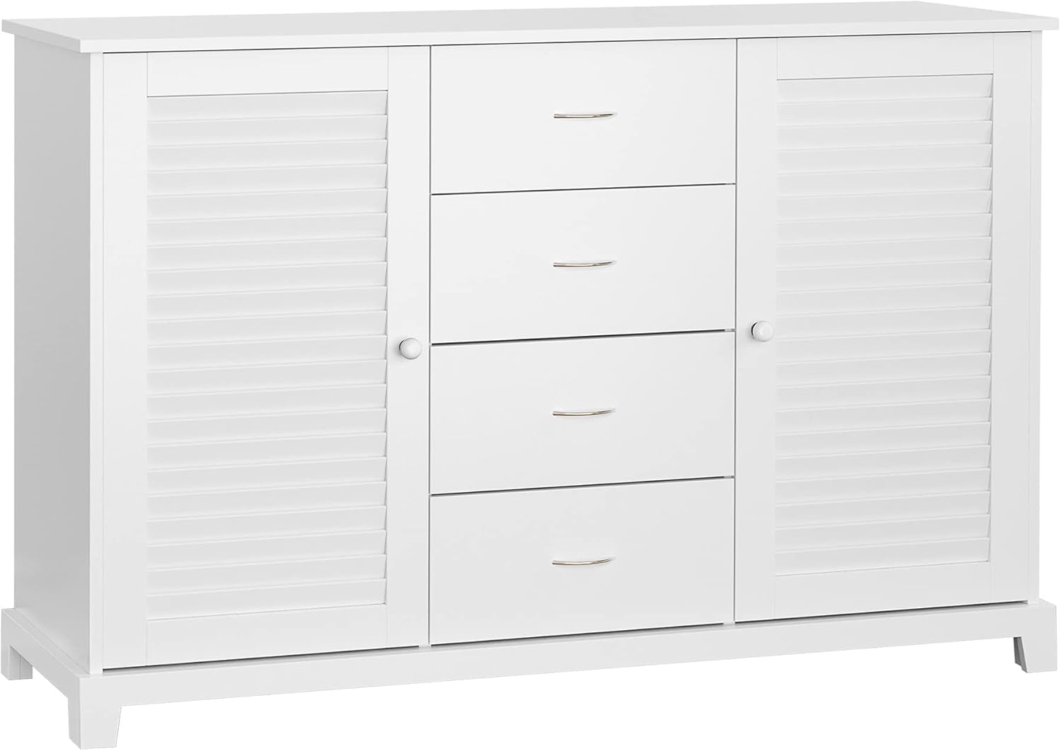 White Storage Cabinet with Drawers and Louvered Doors G308116